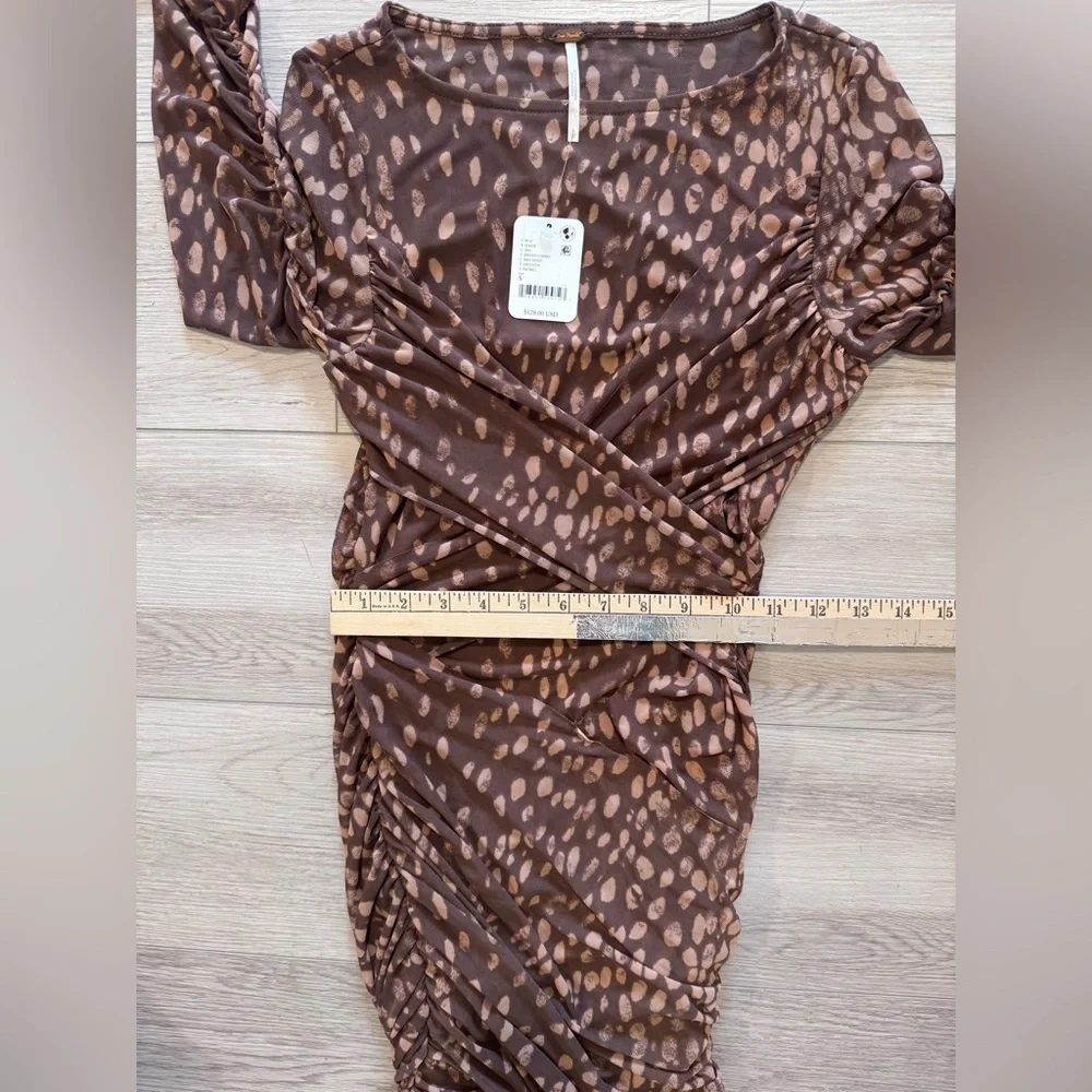 Free People Katana Mini Dress in Brown Sz Small Stretch Mesh BodyCon Party NWT - Picture 12 of 12